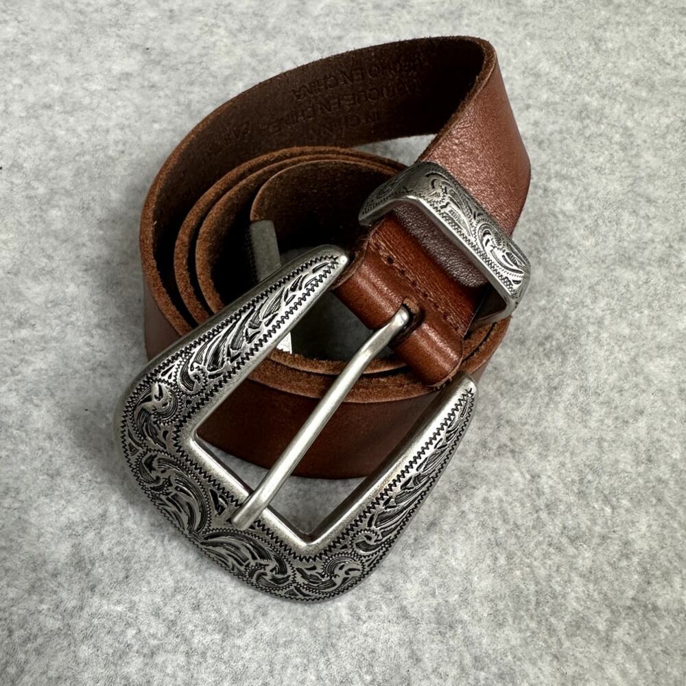 Leather Western Belt Women's M Brown Adjustable Urban Outfitters Rodeo Cowhide - Picture 2 of 11